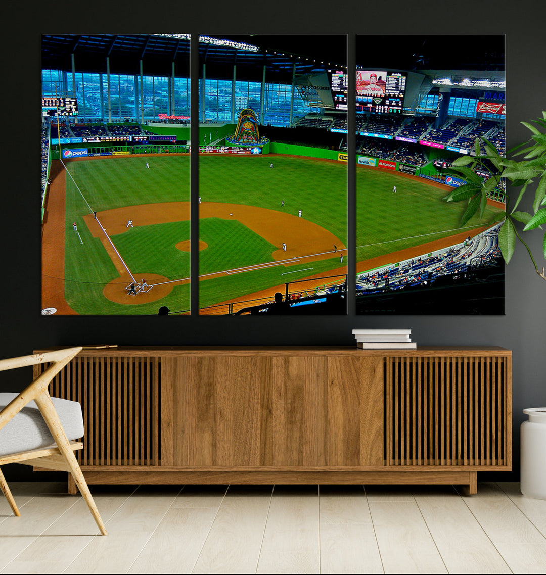 LoanDepot Park Wall Art Print Miami Marlins Stadium Canvas Print Baseball Wall Art, MLB Wall Decor, Baseball Lover Gifts Dorm Wall Decor