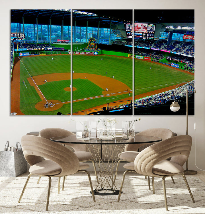 LoanDepot Park Wall Art Print Miami Marlins Stadium Canvas Print Baseball Wall Art, MLB Wall Decor, Baseball Lover Gifts Dorm Wall Decor