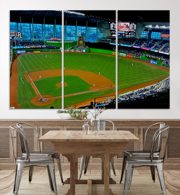 LoanDepot Park Wall Art Print Miami Marlins Stadium Canvas Print Baseball Wall Art, MLB Wall Decor, Baseball Lover Gifts Dorm Wall Decor