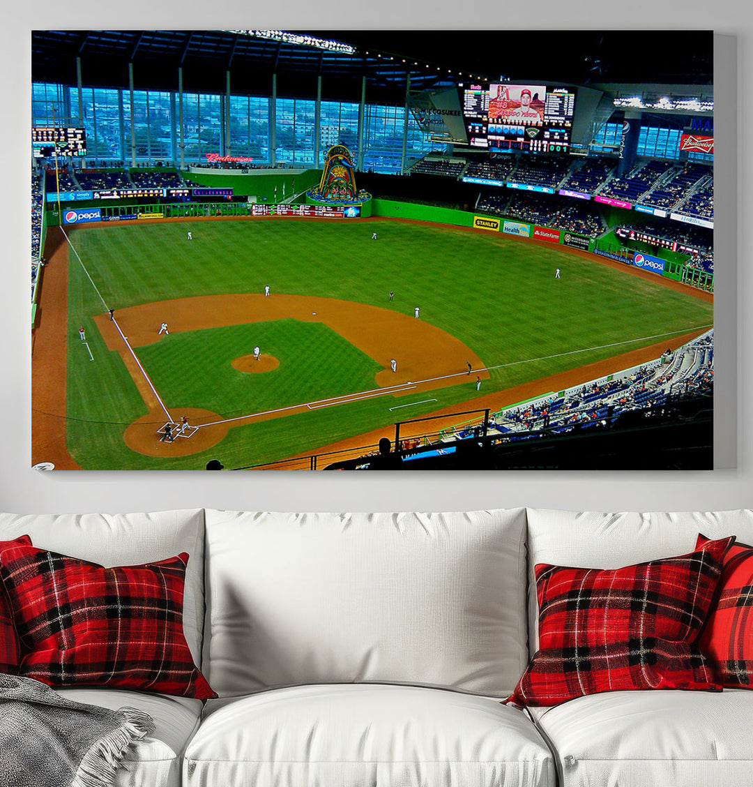 LoanDepot Park Wall Art Print Miami Marlins Stadium Canvas Print Baseball Wall Art, MLB Wall Decor, Baseball Lover Gifts Dorm Wall Decor