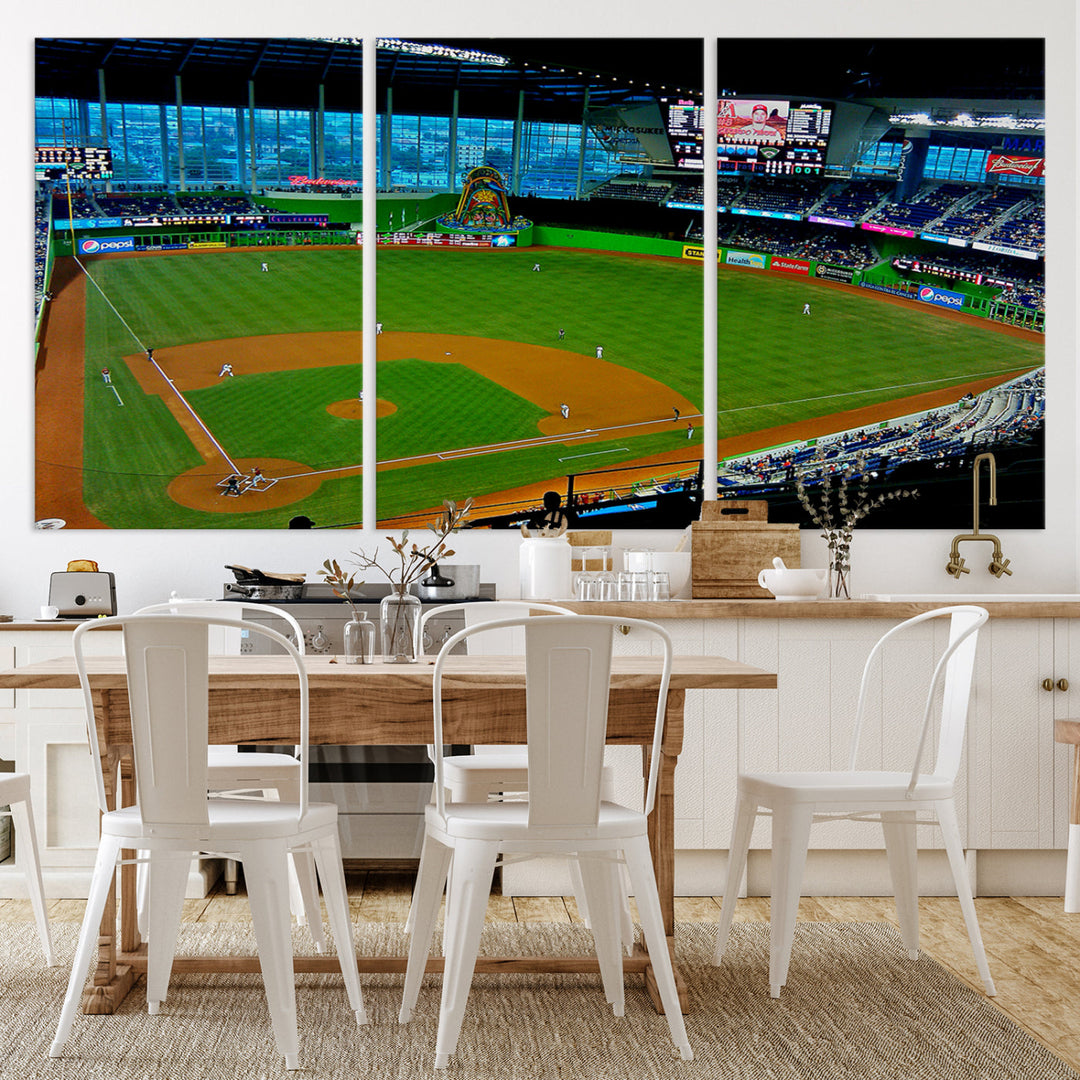 LoanDepot Park Wall Art Print Miami Marlins Stadium Canvas Print Baseball Wall Art, MLB Wall Decor, Baseball Lover Gifts Dorm Wall Decor