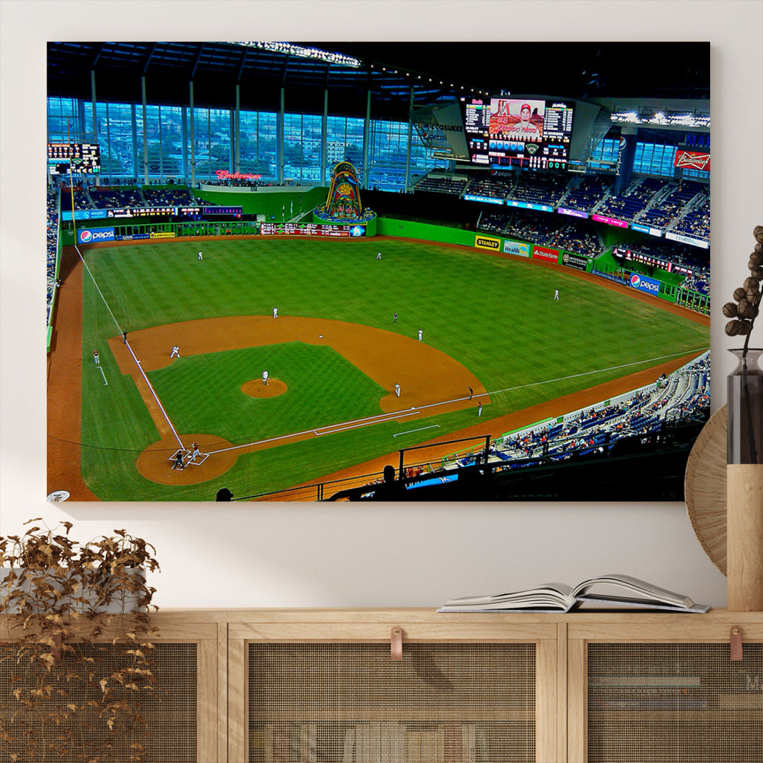 LoanDepot Park Wall Art Print Miami Marlins Stadium Canvas Print Baseball Wall Art, MLB Wall Decor, Baseball Lover Gifts Dorm Wall Decor