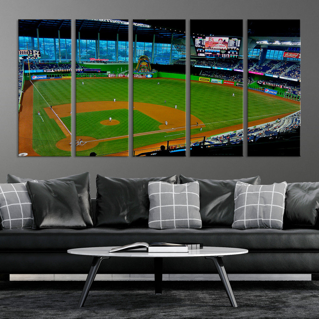 LoanDepot Park Wall Art Print Miami Marlins Stadium Canvas Print Baseball Wall Art, MLB Wall Decor, Baseball Lover Gifts Dorm Wall Decor