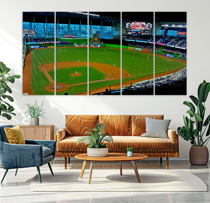 LoanDepot Park Wall Art Print Miami Marlins Stadium Canvas Print Baseball Wall Art, MLB Wall Decor, Baseball Lover Gifts Dorm Wall Decor