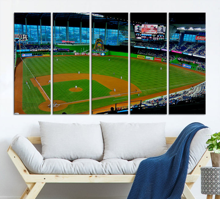 LoanDepot Park Wall Art Print Miami Marlins Stadium Canvas Print Baseball Wall Art, MLB Wall Decor, Baseball Lover Gifts Dorm Wall Decor