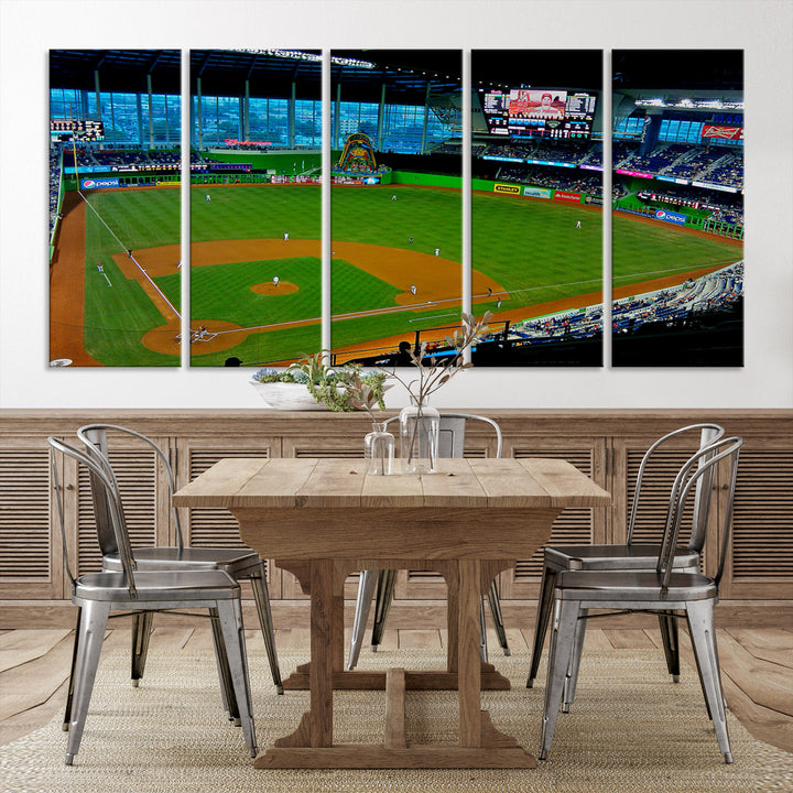 LoanDepot Park Wall Art Print Miami Marlins Stadium Canvas Print Baseball Wall Art, MLB Wall Decor, Baseball Lover Gifts Dorm Wall Decor