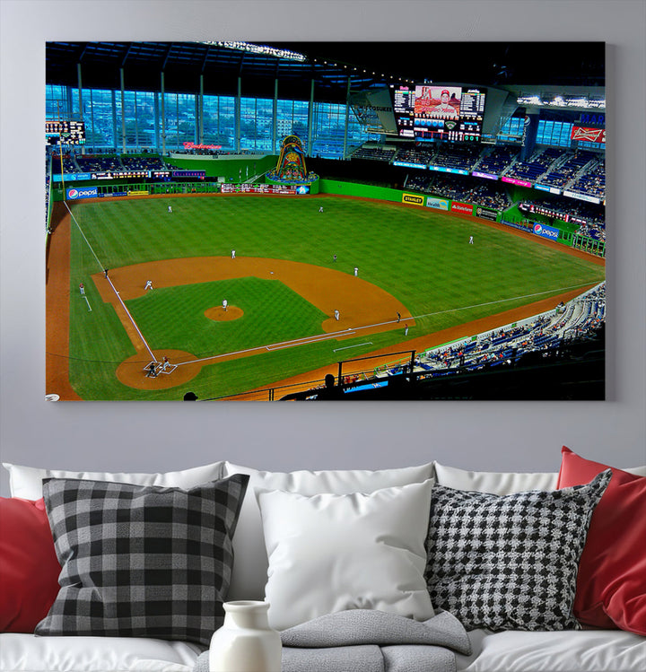 LoanDepot Park Wall Art Print Miami Marlins Stadium Canvas Print Baseball Wall Art, MLB Wall Decor, Baseball Lover Gifts Dorm Wall Decor