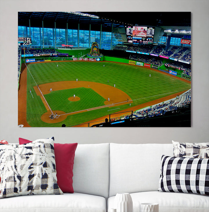 LoanDepot Park Wall Art Print Miami Marlins Stadium Canvas Print Baseball Wall Art, MLB Wall Decor, Baseball Lover Gifts Dorm Wall Decor