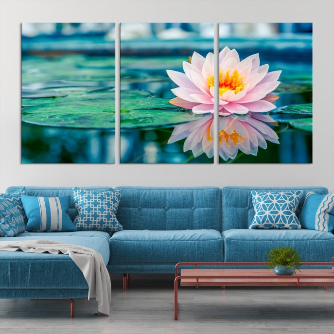 Lotus Flower Wall Art Canvas Print, Large Canvas Lily Flower Wall Art,