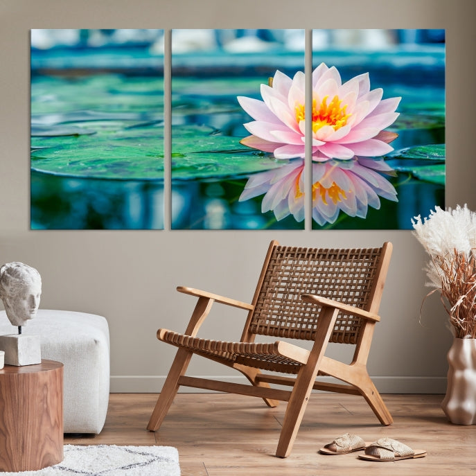 Lotus Flower Wall Art Canvas Print, Large Canvas Lily Flower Wall Art,