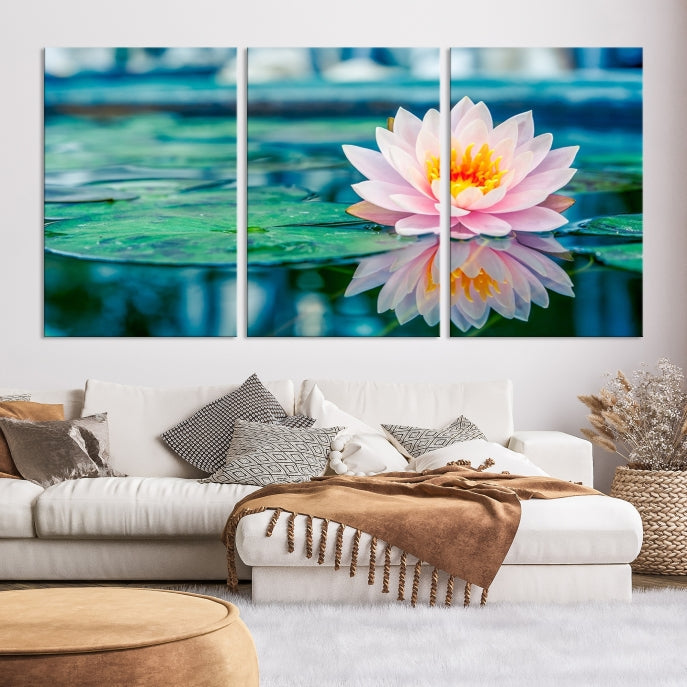 Lotus Flower Wall Art Canvas Print, Large Canvas Lily Flower Wall Art,