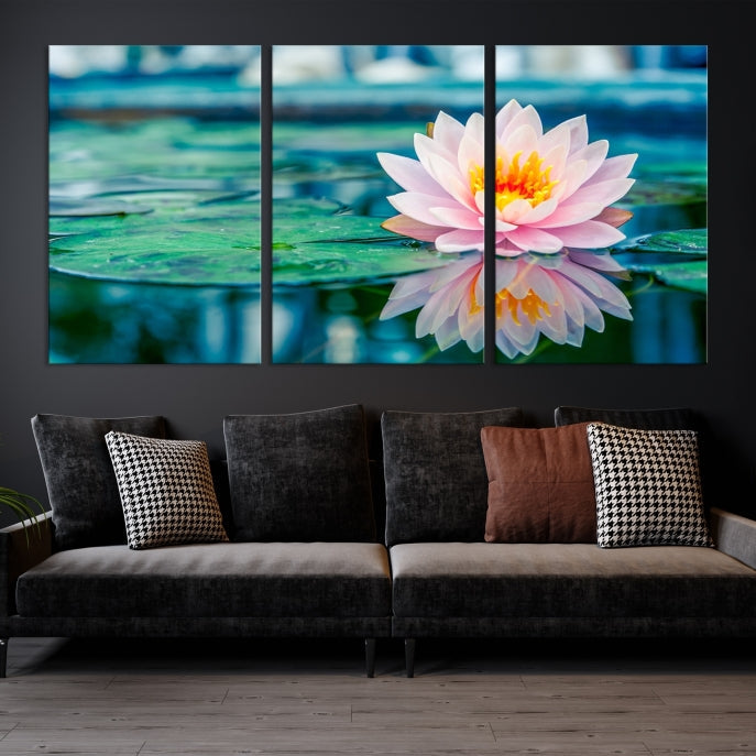 Lotus Flower Wall Art Canvas Print, Large Canvas Lily Flower Wall Art,