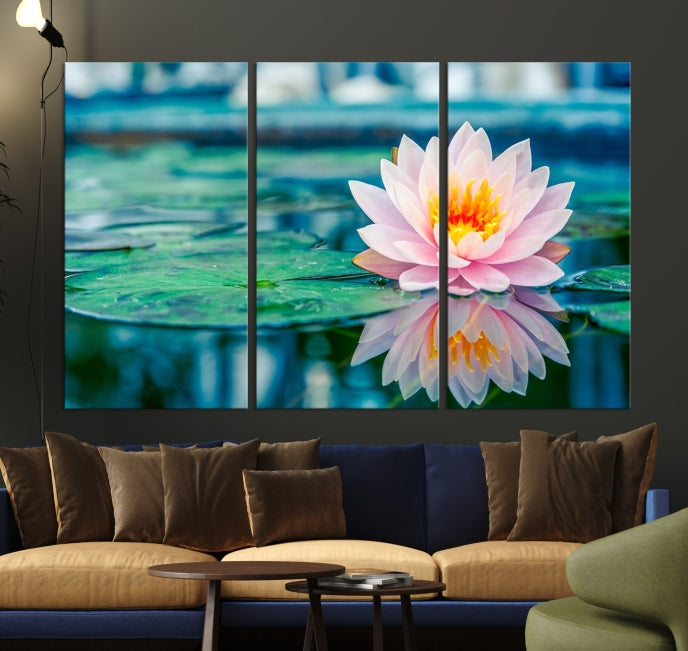 Lotus Flower Wall Art Canvas Print, Large Canvas Lily Flower Wall Art,