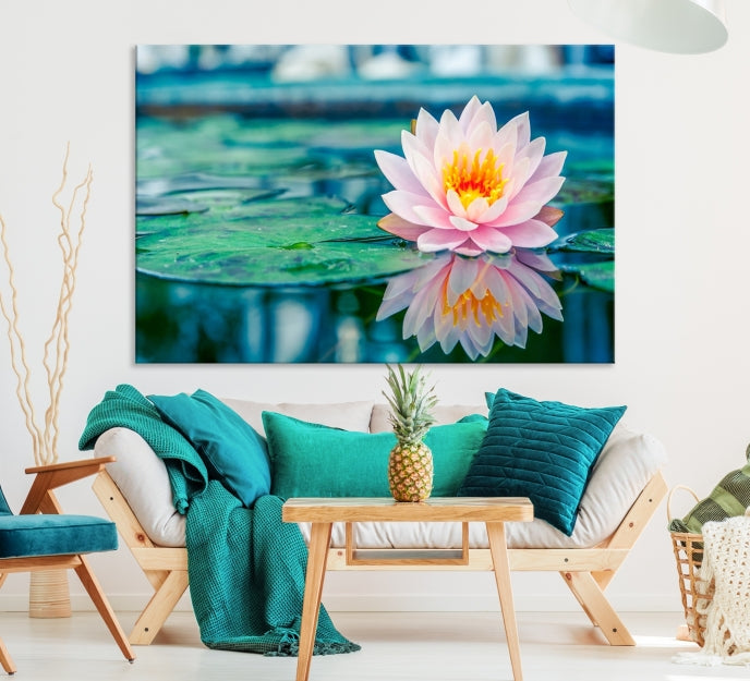 Lotus Flower Wall Art Canvas Print, Large Canvas Lily Flower Wall Art,