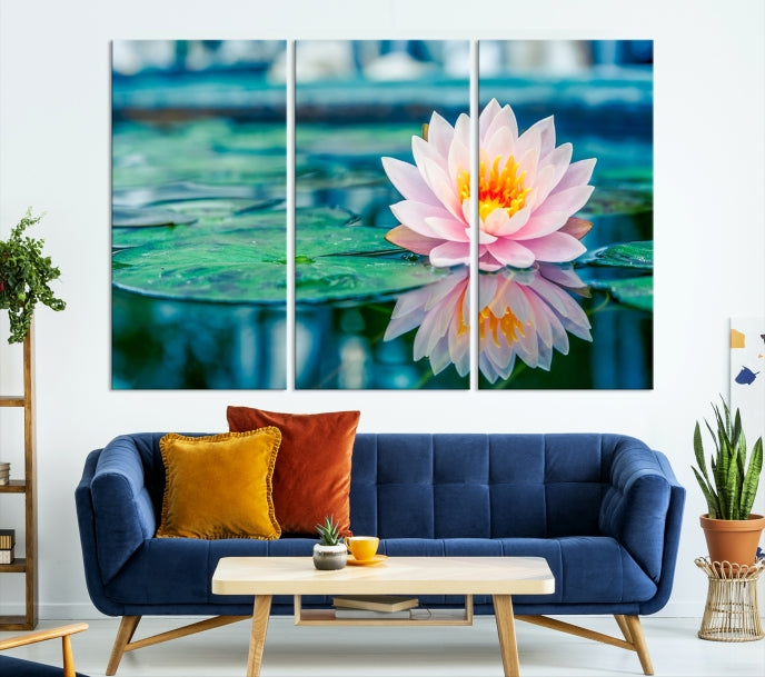 Lotus Flower Wall Art Canvas Print, Large Canvas Lily Flower Wall Art,