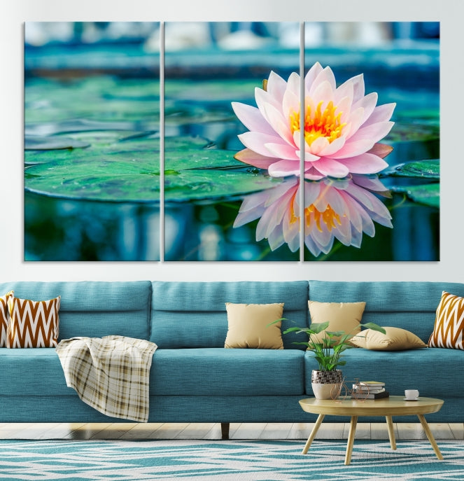 Lotus Flower Wall Art Canvas Print, Large Canvas Lily Flower Wall Art,