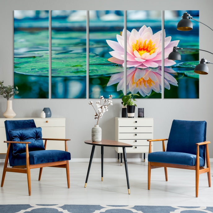 Lotus Flower Wall Art Canvas Print, Large Canvas Lily Flower Wall Art,