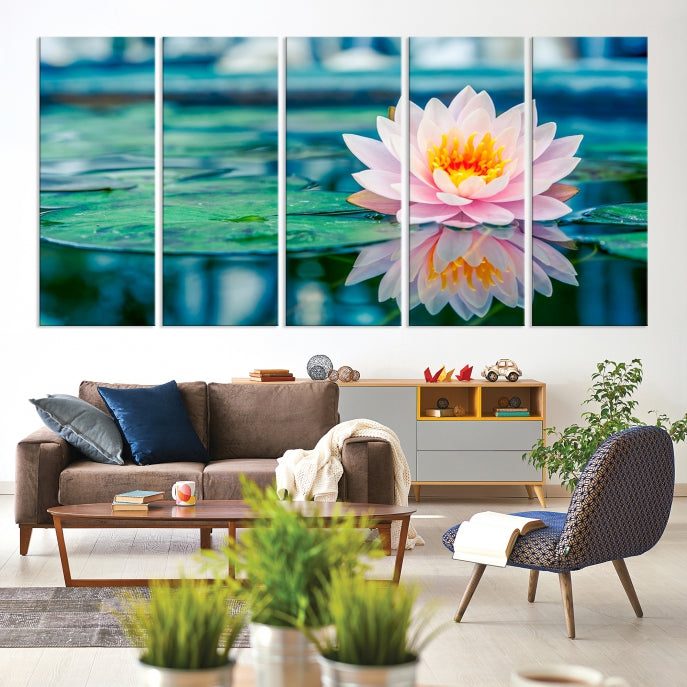 Lotus Flower Wall Art Canvas Print, Large Canvas Lily Flower Wall Art,