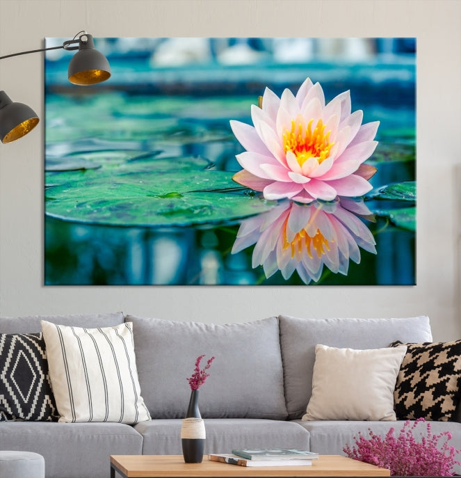 Lotus Flower Wall Art Canvas Print, Large Canvas Lily Flower Wall Art,