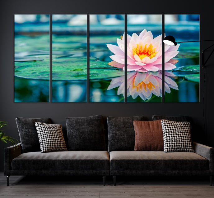 Lotus Flower Wall Art Canvas Print, Large Canvas Lily Flower Wall Art,