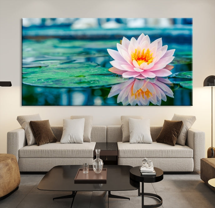 Lotus Flower Wall Art Canvas Print, Large Canvas Lily Flower Wall Art,