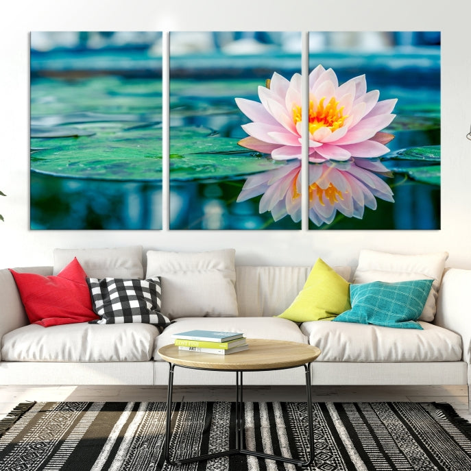 Lotus Flower Wall Art Canvas Print, Large Canvas Lily Flower Wall Art,