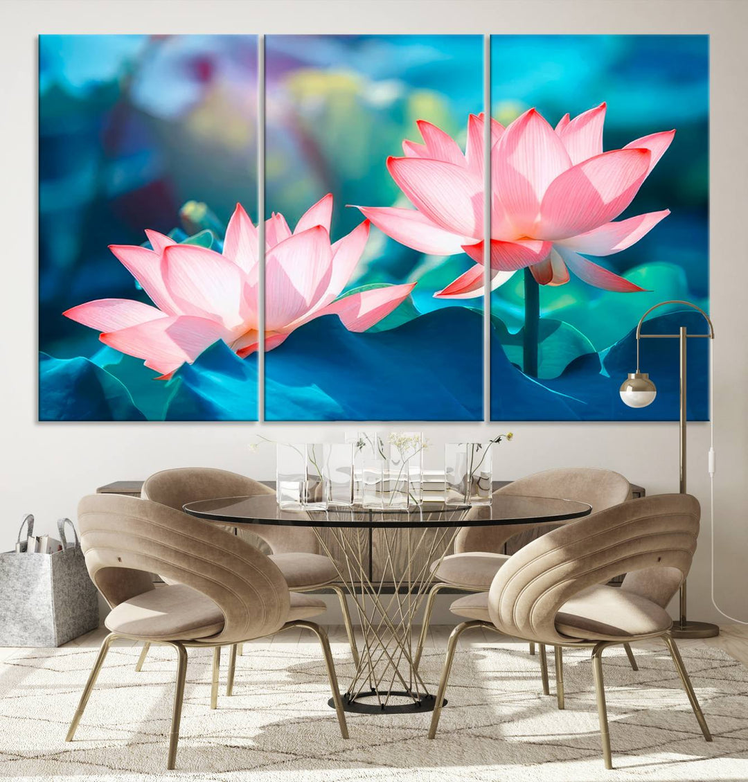 Lotus flower wall art Lotus canvas print Botanical wall art Floral Print Zen art Extra large wall art Multi panel canvas Bedroom Wall Art