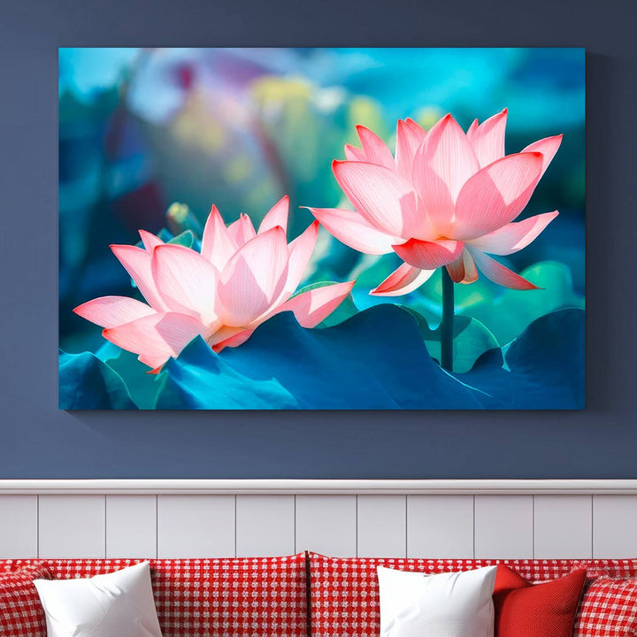 Lotus flower wall art Lotus canvas print Botanical wall art Floral Print Zen art Extra large wall art Multi panel canvas Bedroom Wall Art