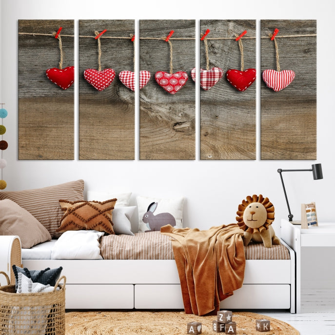 Love on the Wood Wall Art Canvas Print