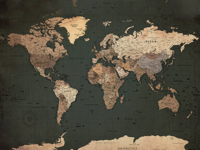 Oversize Framed Push Pin World Map Canvas, Custom Travel Tracker Wall Art