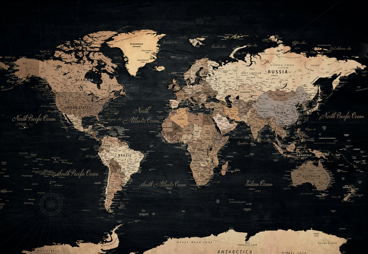 Personalized Push Pin World Map Wall Art, Family Travel Tracker, Entryway and Hallway Decor