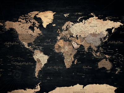Personalized Push Pin World Map Wall Art, Retirement Travel Tracker, Family Room Decor