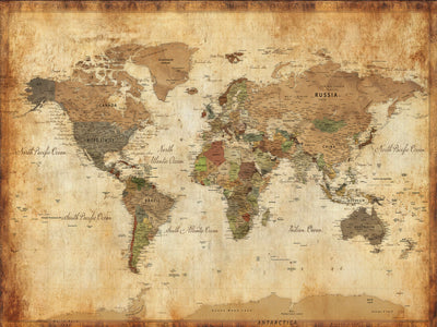 Personalized World Map Canvas with Push Pins, Honeymoon Travel Map, Wedding Gift