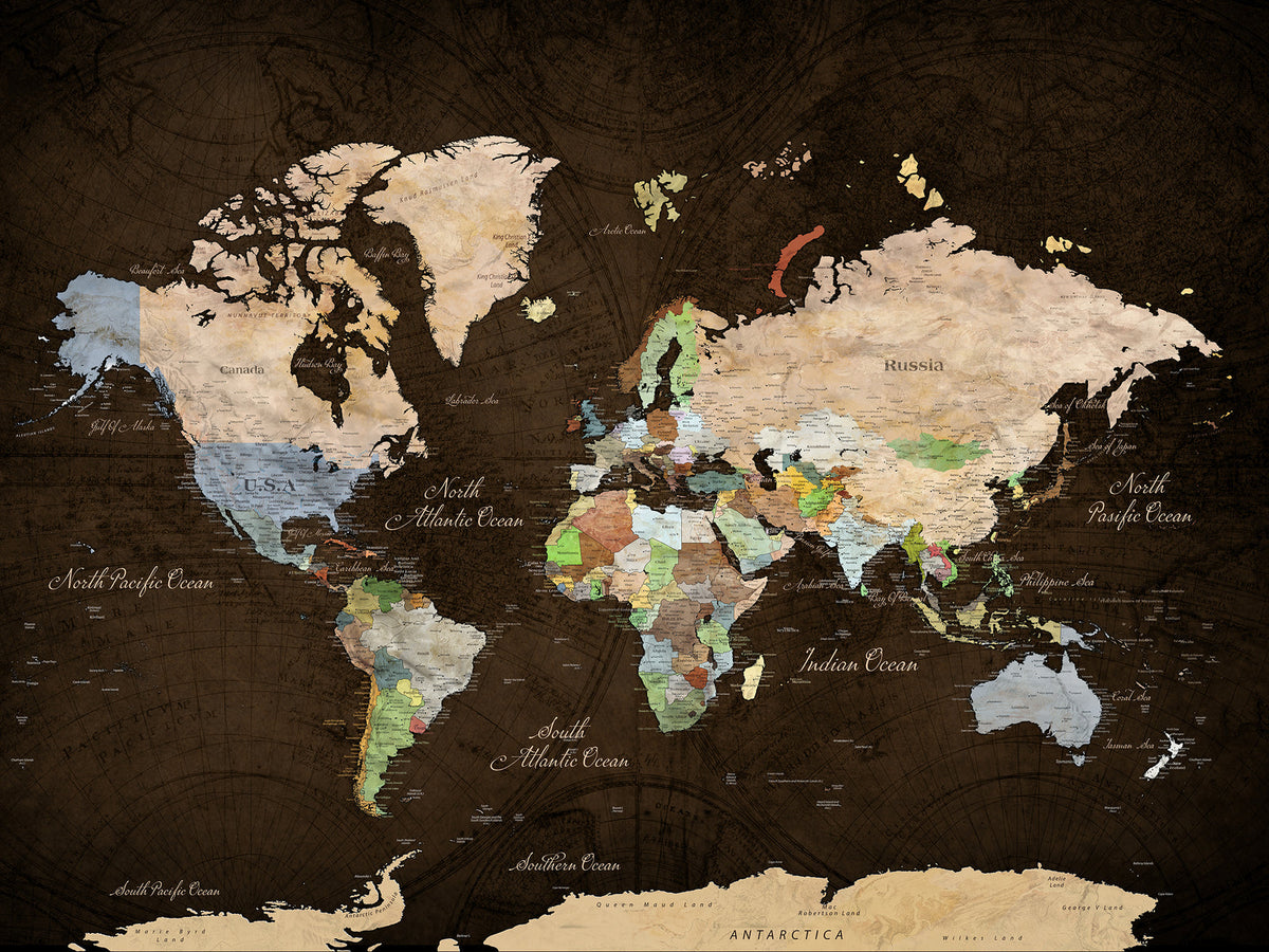 Custom Push Pin World Map Canvas Print, Next Trip Planner Map, Bedroom and Home Office Decor