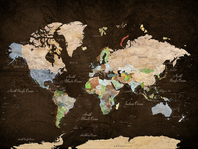 Custom Push Pin World Map Canvas Print, Next Trip Planner Map, Bedroom and Home Office Decor