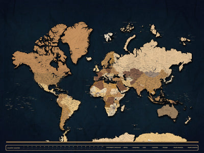 Framed Extra Large World Map Canvas Print, Custom Push Pin Travel Tracker