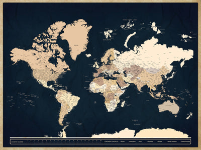 Custom Push Pin World Map Canvas Print, Family Travel Tracker, Family Room and Bedroom Decor