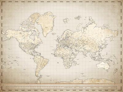 Custom Beige Push Pin Travel Map Canvas Print, Bucket List Map, Dining Room and Hallway Decor