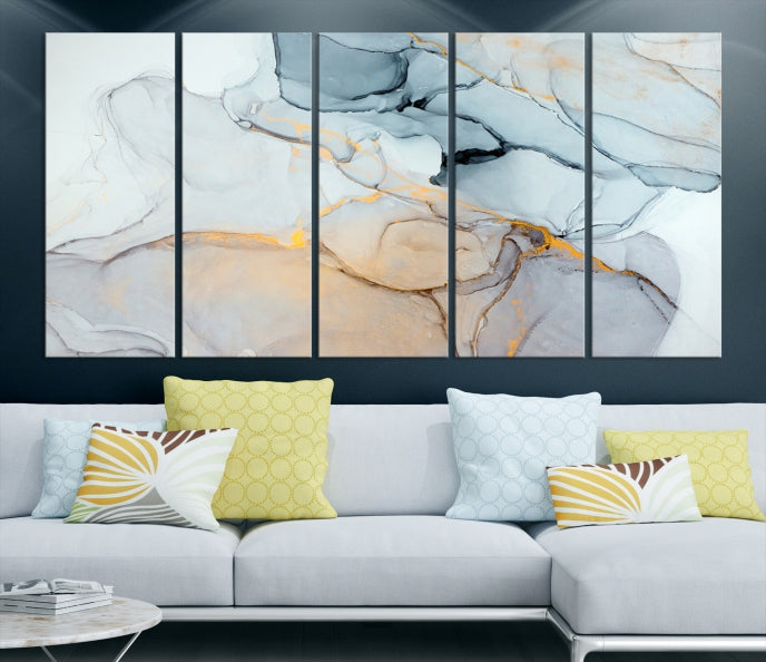 Marble Fluid Effect Bohemian Style Canvas Art Print for Wall Decor