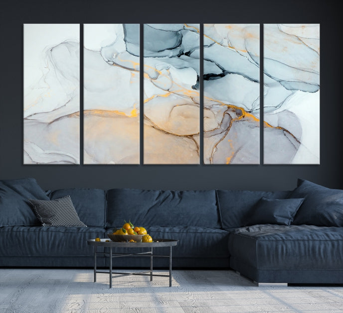 Marble Fluid Effect Bohemian Style Canvas Art Print for Wall Decor