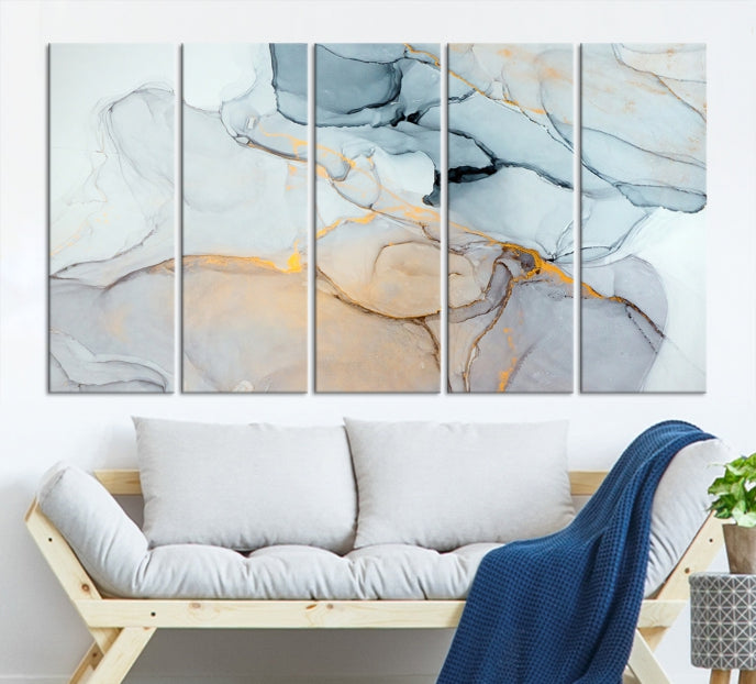 Marble Fluid Effect Bohemian Style Canvas Art Print for Wall Decor