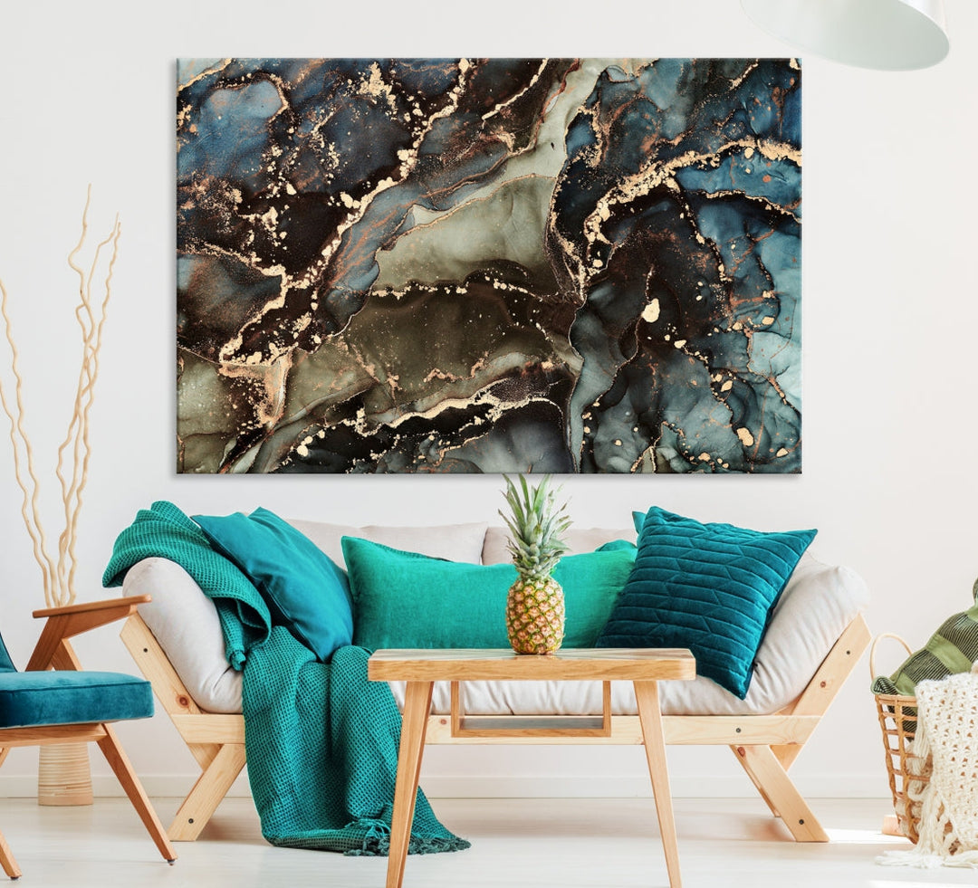 Marble Fluid Effect Large Wall Art Modern Abstract Canvas Print