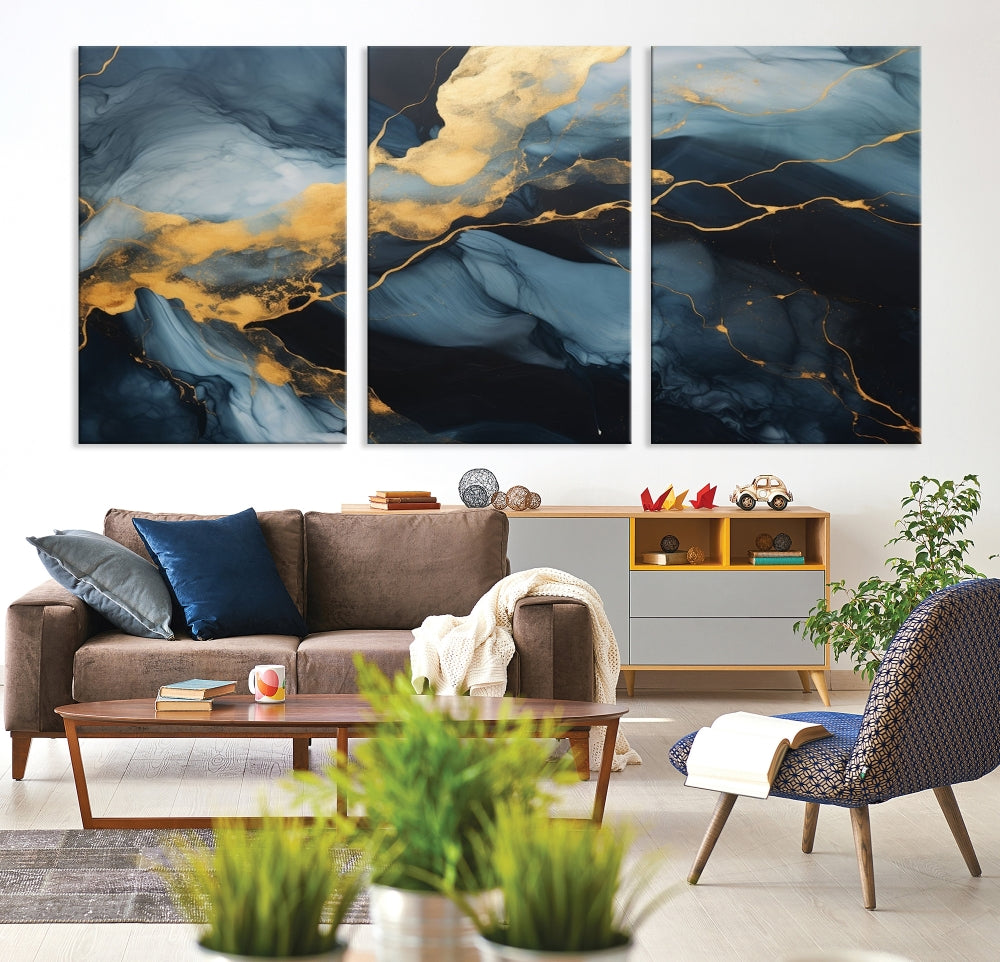 Marble Painting Canvas Wall Art Modern Abstract Home Decor Large Print Set of