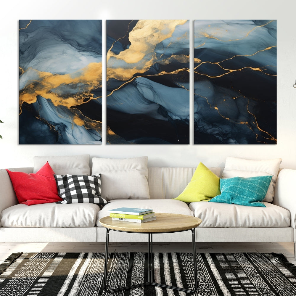 Marble Painting Canvas Wall Art Modern Abstract Home Decor Large Print Set of