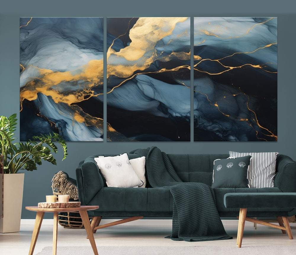 Marble Painting Canvas Wall Art Modern Abstract Home Decor Large Print Set of