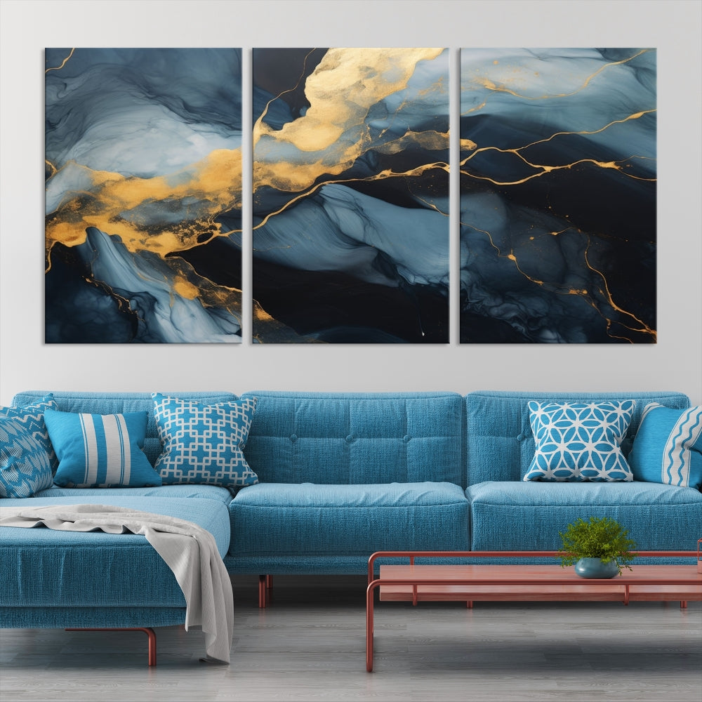 Marble Painting Canvas Wall Art Modern Abstract Home Decor Large Print Set of