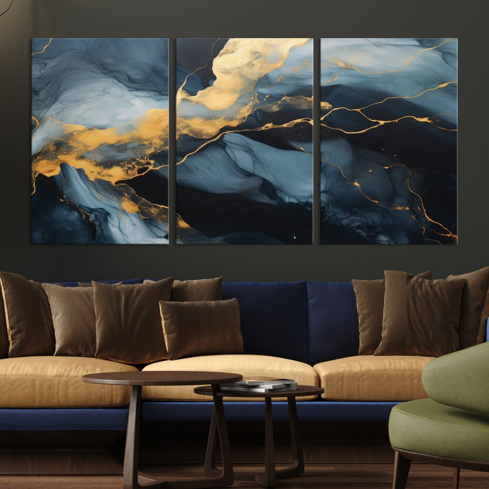 Marble Painting Canvas Wall Art Modern Abstract Home Decor Large Print Set of