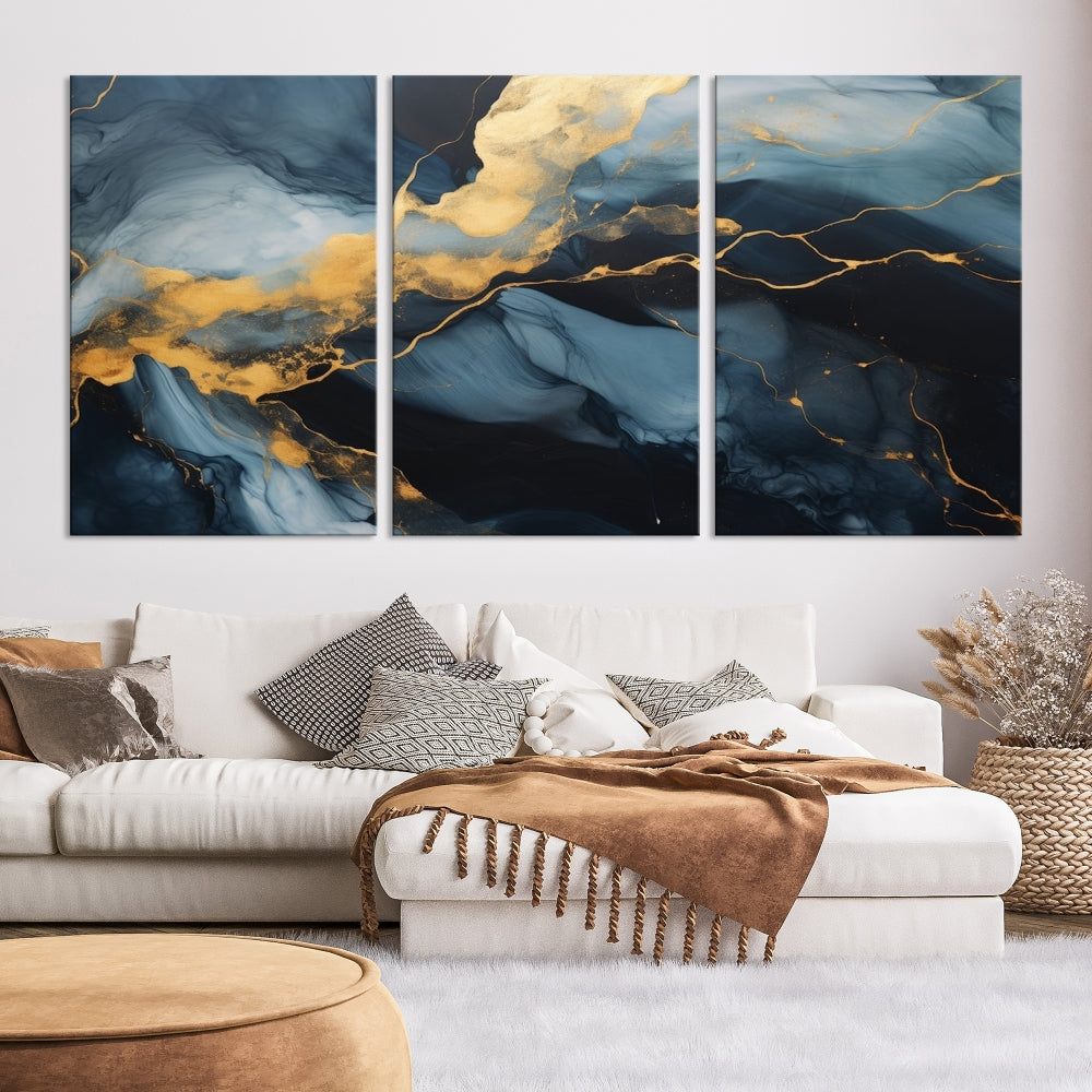 Marble Painting Canvas Wall Art Modern Abstract Home Decor Large Print Set of