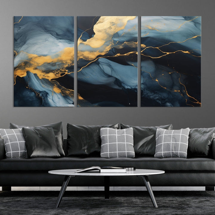 Marble Painting Canvas Wall Art Modern Abstract Home Decor Large Print Set of