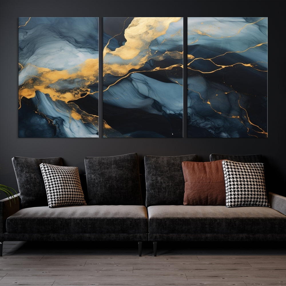 Marble Painting Canvas Wall Art Modern Abstract Home Decor Large Print Set of